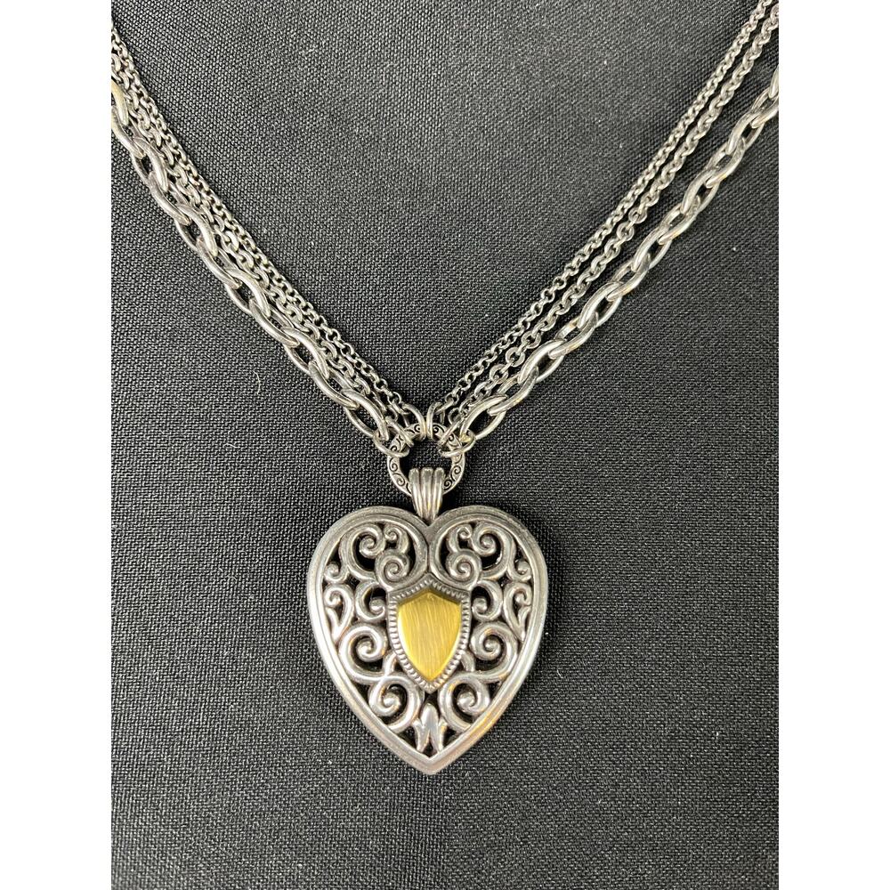 BRIGHTON HEART NECKLACE Scroll Reversible Pendant Multi Chain With Box Gift - Picture 4 of 9